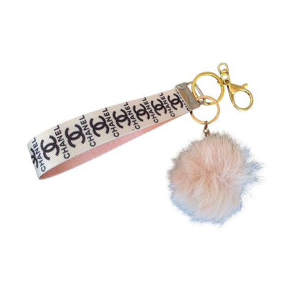 Fashion Keychain with Fur Pom Pom